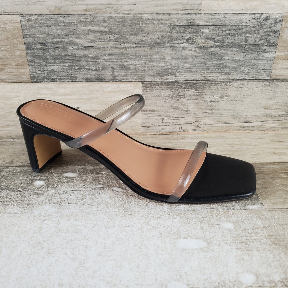 Faryl by Farylrobin Analisa Womens Shoes Sz 12 Black Clear Block Heel Open Toe